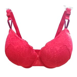 VICTORIA'S SECRET Sexy Tee Red Lace Push-Up T-Shirt Bra 38DDD